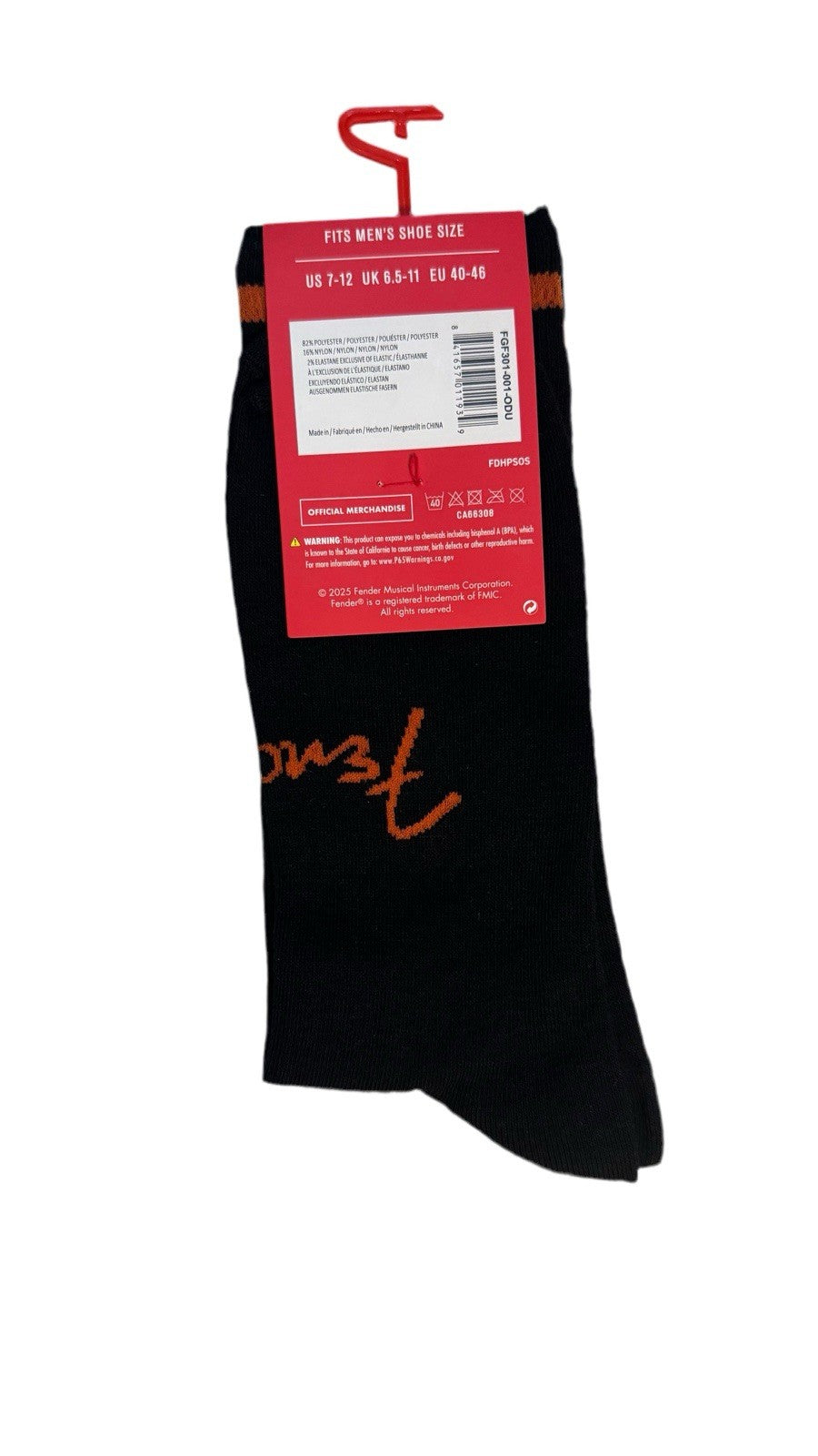 Fender crew socks , US Shoe Size 7-12