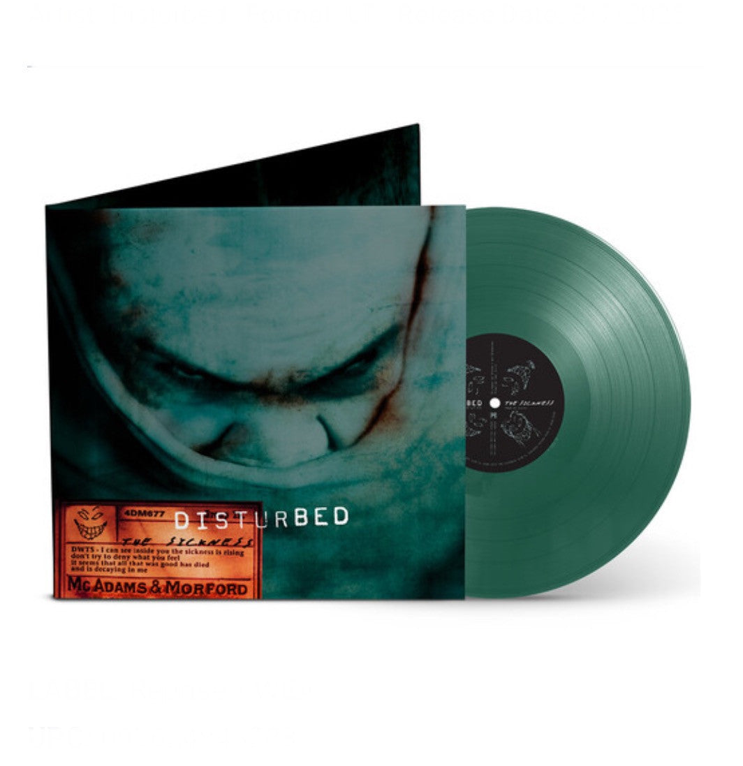 DISTURBED - THE SICKNESS 25TH ANNIVERSARY, GREEN VINYL LP