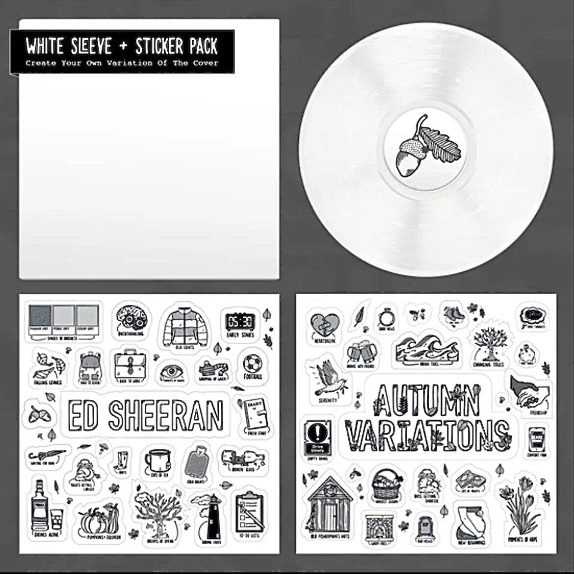 Ed Sheeran - Autumn Variations - Limited Edition WHITE Sticker Sheet Vinyl LP