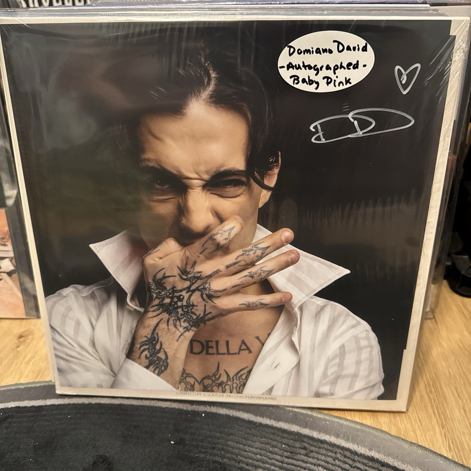 Damiano David - (Autographed) Funny Little Fears, Baby Pink LP  (Måneskin)