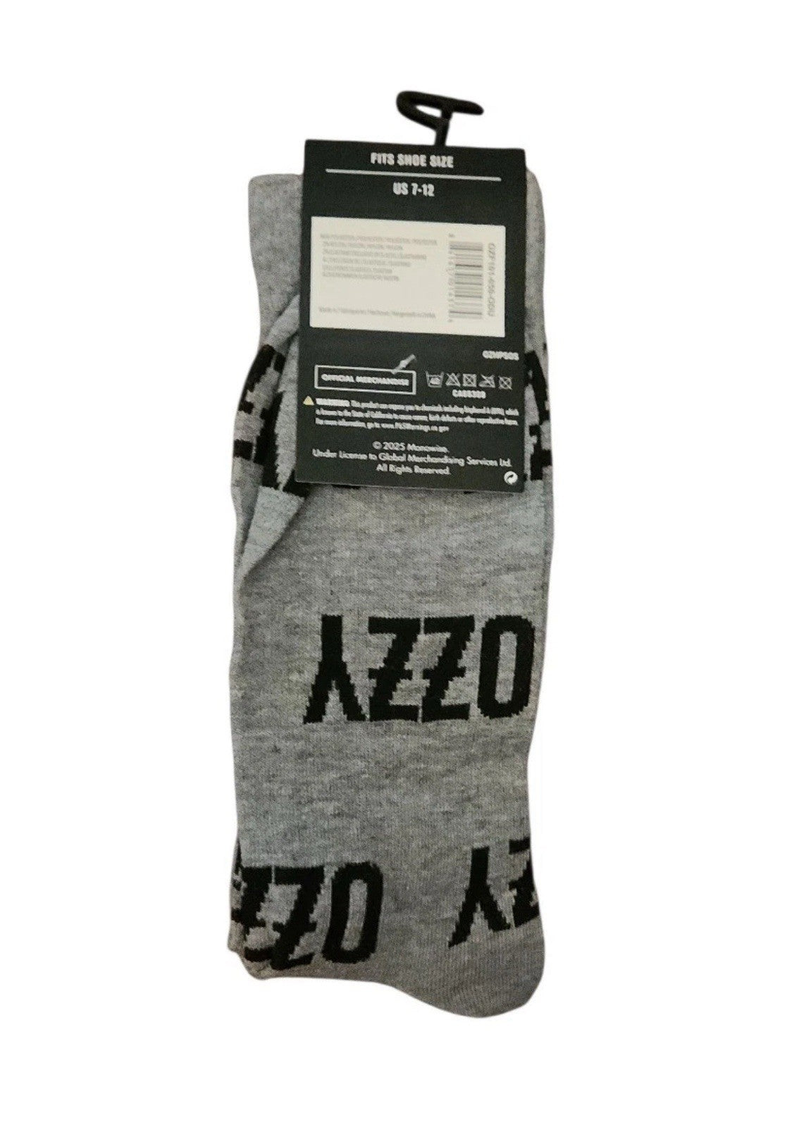 Men's Ozzy Osbourne Black Crew Socks, US Shoe Size 7-12