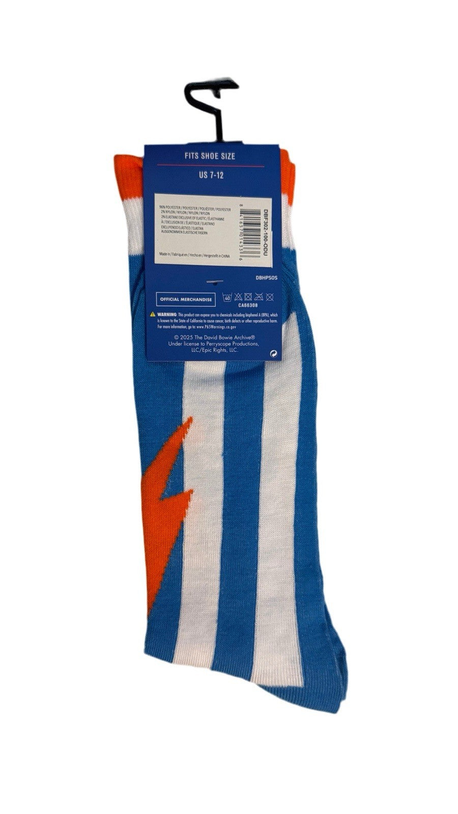 Bowie ⚡️ blue & orange crew socks , US Shoe Size 7-12