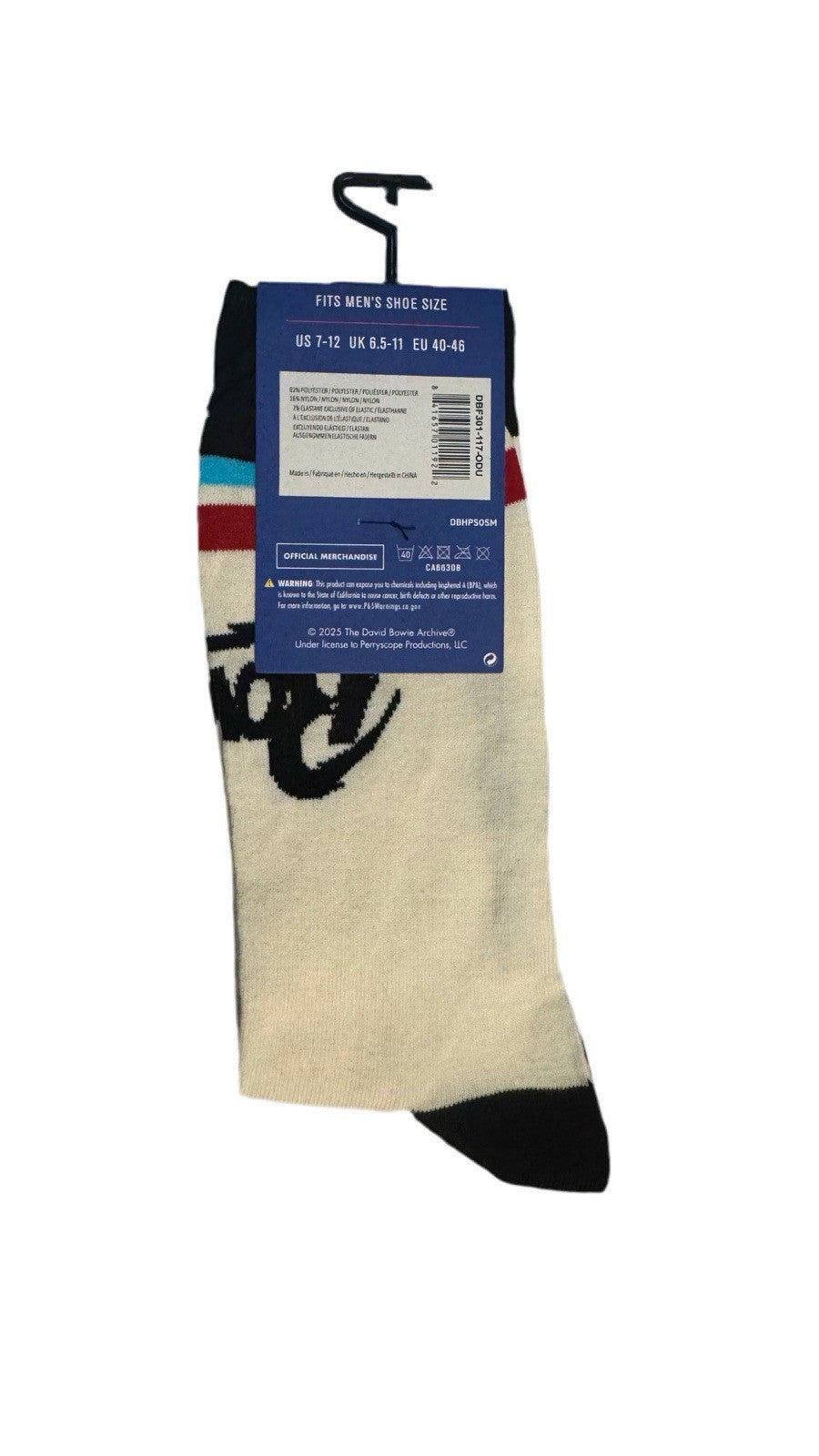 Bowie ⚡️ cream & black crew socks , US Shoe Size 7-12