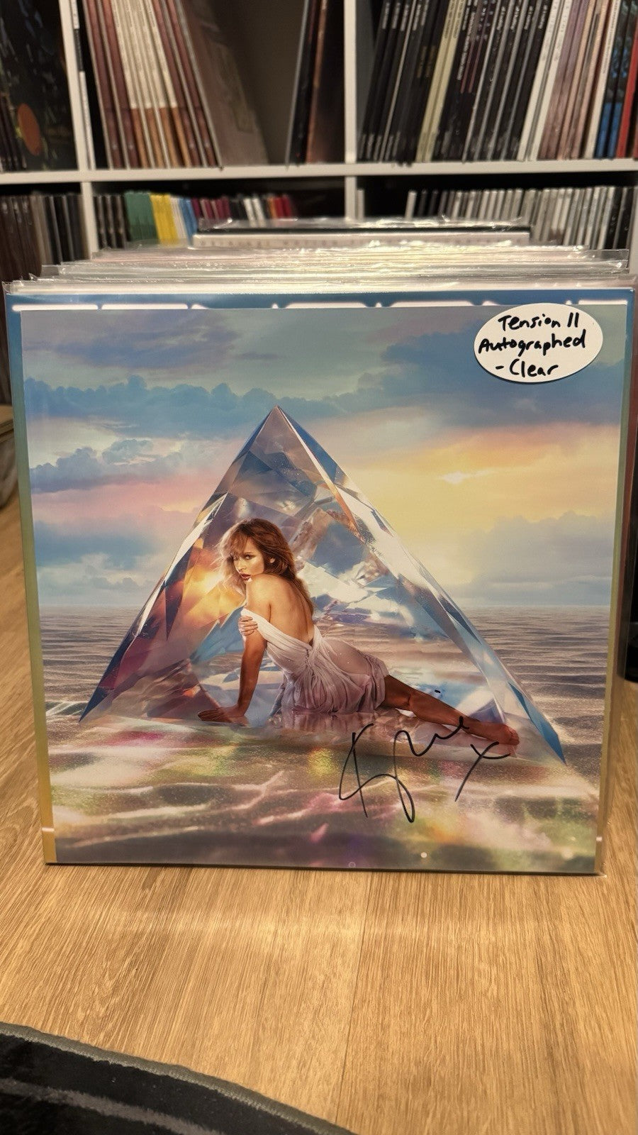 Kylie Minogue Signed - Tension II Crystal Clear Vinyl + Signed Art Print