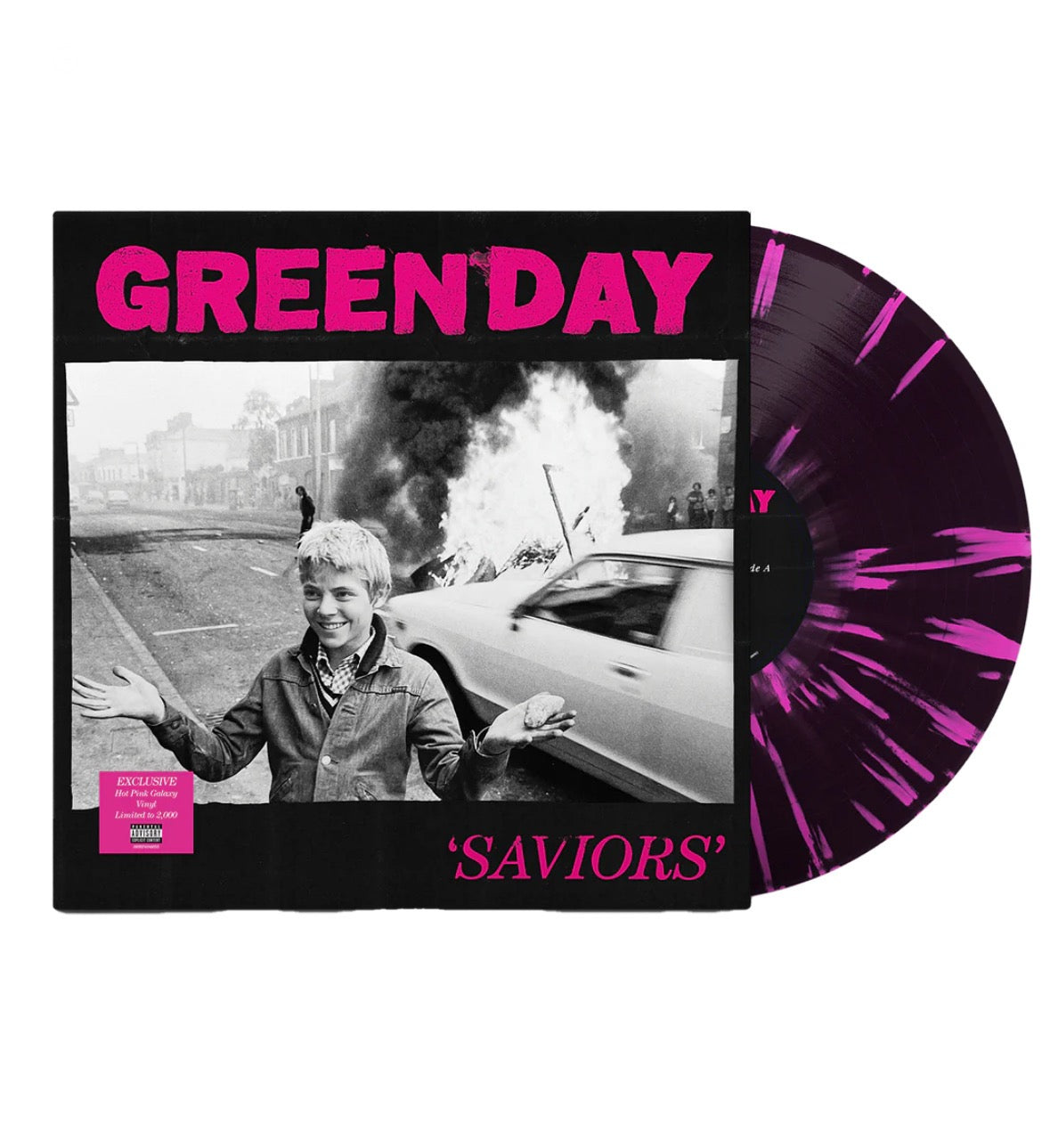 Green Day - SAVIORS Lt Ed Store Exclusive Black Ice w Hot Pink Splatter Vinyl LP