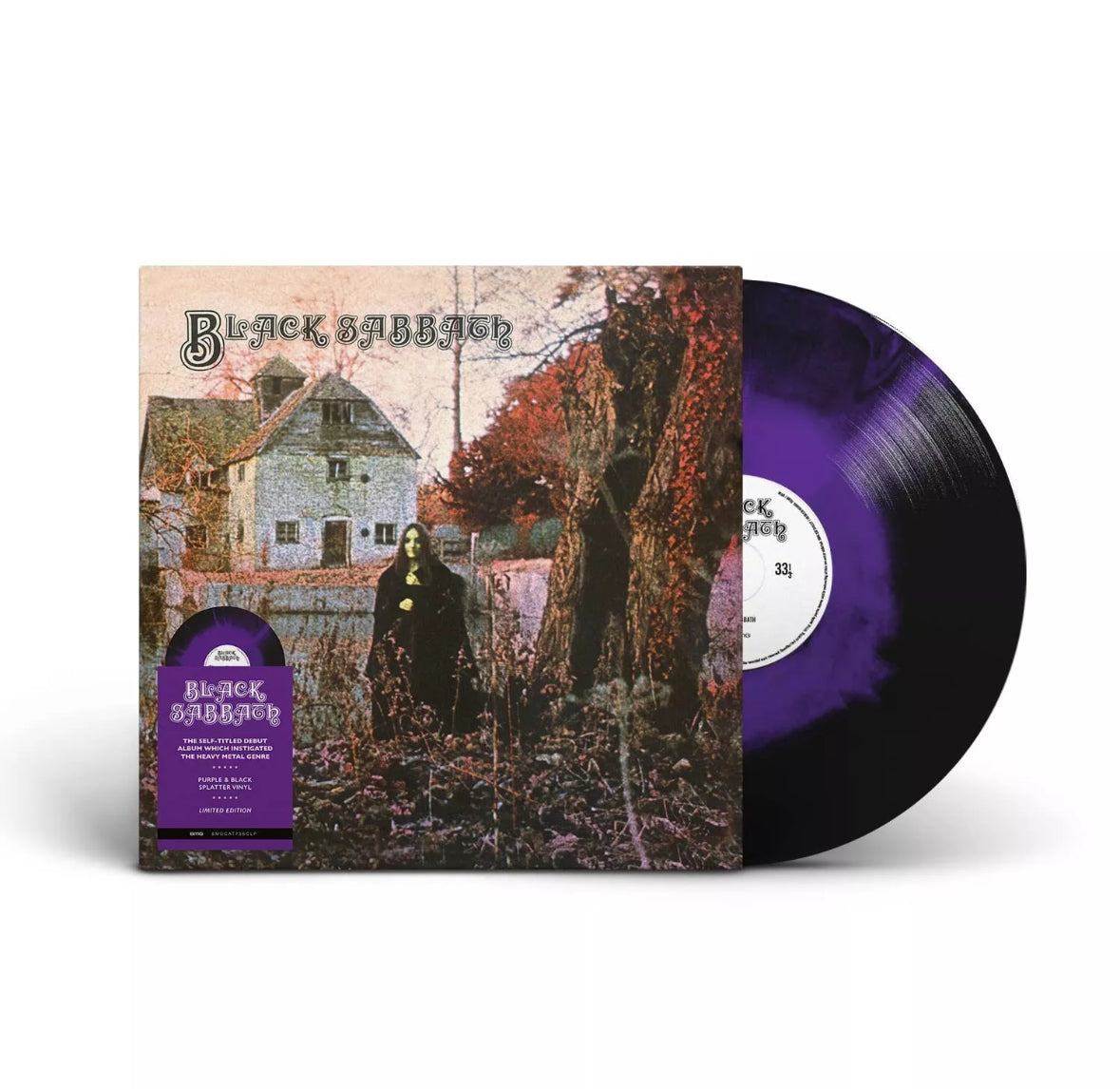 Black Sabbath - 1970 Self Titled LP, 2022 Reissue Purple & Black Splatter Vinyl